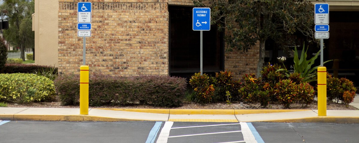 Accessible parking spots at a bank