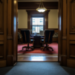 Wide doors in an office building