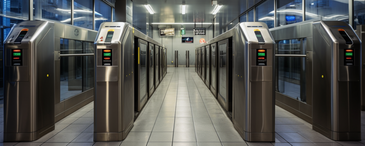 Turnstiles leading into a subway